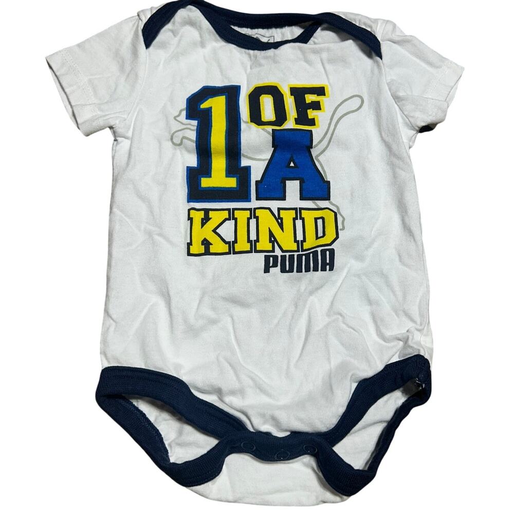 Puma baby 3/6 mth bodysuit 1 of a Kind in yellow and blue